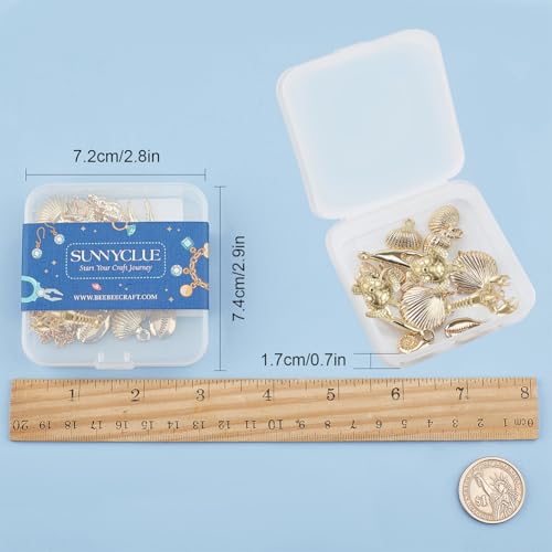 SUNNYCLUE 1 Box 54g Real 14K Gold Plated Charms Bulk Gold Summer Ocean Charm 16Pcs Sea Theme Marine Life Charms Starfish Shell Charm Pendant for DIY Christmas Earring Bracelet Jewelry Making Supplies - color: 14K Gold Plated Charms