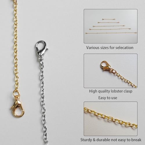 10 Pack Necklace Extenders - Alloy & Stainless Steel Necklace Extensions - Jewelry Extenders in Gold & Silver - color: Gold and Silver