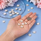 KISSITTY Flat Round with Alphabet Connector Charms Alloy Enamel Letter Links Connectors for DIY Bracelet Earring Jewelry Making - color: White