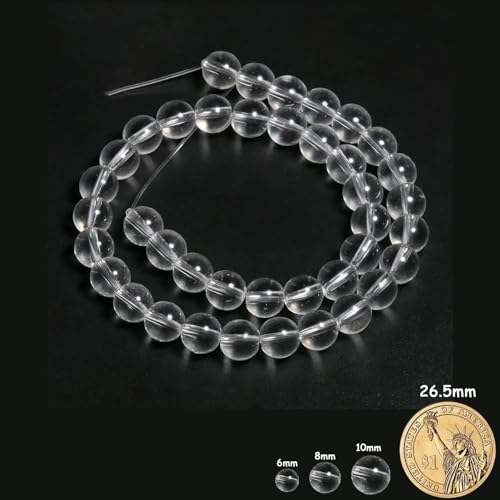 35pcs Clear Quartz Stone Beads，10mm Healing Power Natural Stone Round Loose Beads for Jewelry Making Earring Necklace DIY Crafts - color: Smooth Clear Quartz Stone, size: 10mm 35beads