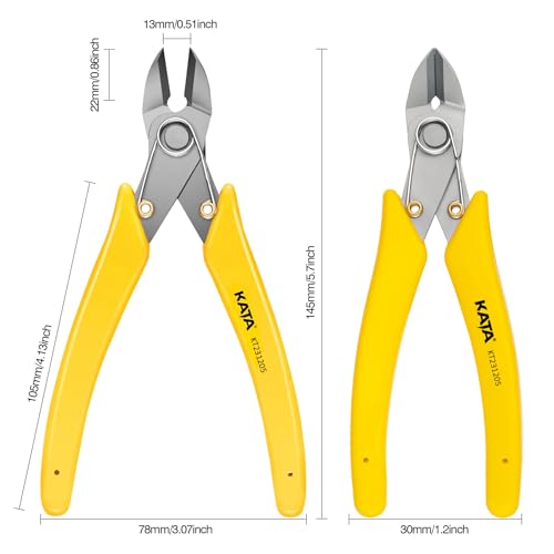 KATA 6 Inch Stainless Steel Wire Cutter, Heavy Duty Side Cutter, Flush Cutters, Micro Cutter Sprue Cutting Pliers for Cutting Electronics, Jewelry Making, Metal Wire, Crafting - color: 6 Inch