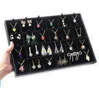 2-Pack 24 Grids Stackable Jewelry Tray Organizers with Removable Dividers – Velvet-Lined Display Trays for Earrings, Necklaces, Bracelets, Rings – Black