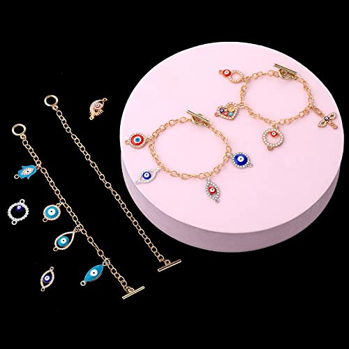 Prasacco 12 Pcs Bracelet Chains for Jewelry Making, Chain Bracelet for Women, Link Chain Bracelets with OT Toggle Clasp, Charm Bracelets for Jewelry Making (Gold) - color: Gold