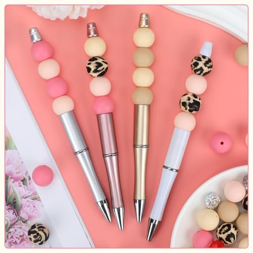 100 Pcs 15mm Silicone Beads for Keychain Making, Pink Gream Silicone Beads Bulk Round for Bracelets Pens Crafts Jewelry Making (Pink Gream) - color: Pink Gream