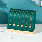 Cambered Necklace Display Stand with Flannelette Soft Mat Wood Jewelry Organizer Tabletop Display Holder for Necklaces, Choker Pendant (Green) - color: Green