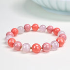 Gemstone Beaded Necklace for Women, Trendy 18K Gold Plated Hematite Natural Stone Bead Choker, Boho Handmade Summer Beach Necklaces for Women Everyday Western Jewelry Gifts - color: Rose Quartz