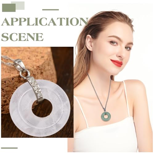 10Pcs 10 Style Natural Donut Charm 15mm Mixed Gemstone Hollow Circle Pendants Flat Round Disc Pendants Large Hole Charms Dangle Charm for Jewelry Making Necklace Bracelet Earring Supplies - size: 15x5mm