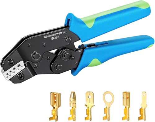 Wire Crimping Tool Wire Crimper Ratchet,Wire Crimper Tool for Open Barrel Terminal Connectors,Electrical Deutsch Crimp Tools for Molex DELPHI AMP Dupont TYCO Terminals,24-14 AWG - color: For Open Barrel Terminals