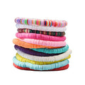 12pcs Friendship Bracelets Beaded Bracelets Heishi Bracelet Cute Bracelets Stack Vinyl Clay Disc Bead Surfer Stretch Summer Beach Bracelets For Women Preppy Bracelets - color: B