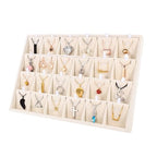 24 Grids Stackable Jewelry Tray Organizer with Removable Dividers, Velvet Jewelry Display Tray for Earrings Necklaces Bracelet Rings Display Showcase - Light Khaki - color: Light Khaki