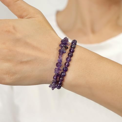 Healing Crystal Bracelets for Women 2 PCS 6mm Natural Stone Bracelet Stretch Crystal Beaded Bracelets Handmade Gemstone Bracelet Jewelry Gifts Christmas Gifts for Women Girls - style: howlite