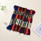 12 Skeins 6 Strands Hand Variegated Embroidery Floss Gradient Cross Stitch Thread Polyester Friendship Bracelet String Yarn Bracelets Threads Bulk for Sewing Knitting Craft Crochet Stitching - color: Dark Color