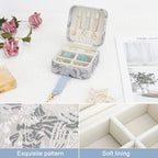 DesignSter Jewelry Box, Buckle Women's Small Travel Jewelry Box, Small Portable Jewelry Storage Box with Jacquard Embroidery for Rings Earrings Necklaces Bracelets, Blue - color: Pink