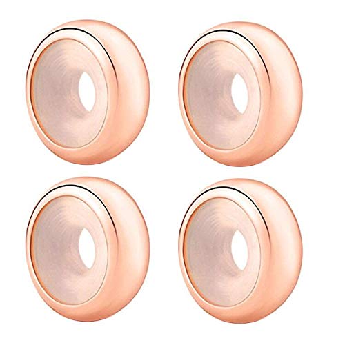Clip Stopper Charms Sterling Silver Rondelle Spacer Bead Charm Stopper Charm for Pandora Charm Bracelets - color: Rose Gold-Plated ( 4 pcs)