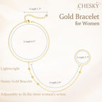 CHESKY 14K Gold Plated Hand Chain Bracelets for Women Set - Dainty Finger Ring Bracelet Stack Adjustable Hand Chains Durable Beaded Bracelets Trendy Simple Body Jewelry Gift for Women - style: 2chain bead bracelet-gd