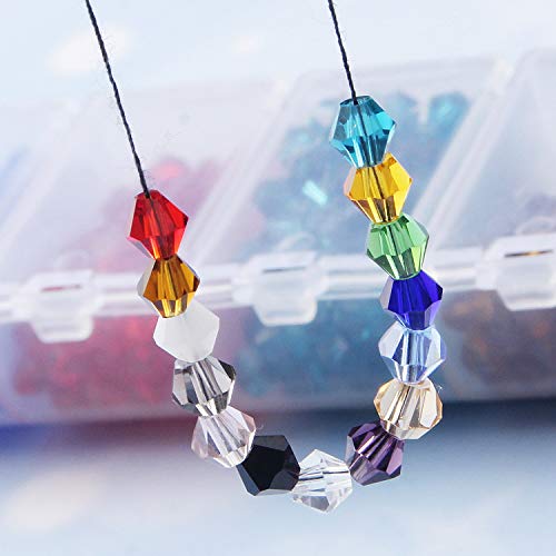Bicone Crystal Beads Bulk Beaded Wholesale 4MM Beads Mix Lot of 1400pcs Faceted Crystal Glass Beads for Jewelry Making - color: 14 Colorfull Bicone Beads
