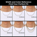 Fiusem 3.5mm Cuban Link Chains for Men, Silver Tone/Black/14K Gold Plated Stainless Steel Necklace Chain, Mens Necklace 16, 18, 20, 22, 24, 26, 28 Inch - size: 22 inches, style: a.3.5mm width-steel