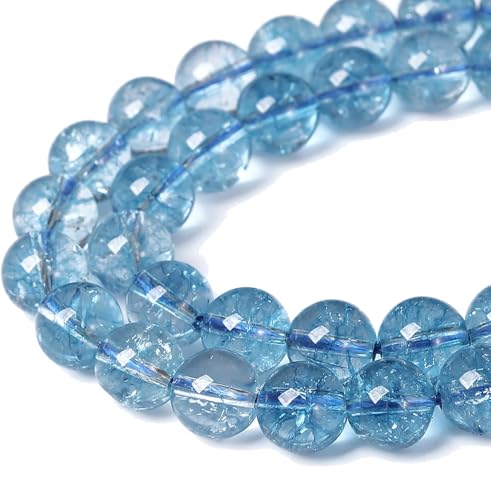 4mm 90pcs Blue Topaz Crystal Quartz Natural Stone Round Loose Beads for Jewelry Making DIY Bracelet Necklace Earrings (Blue Crystal, 4mm) - color: Blue Crystal, size: 4mm