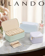 VLANDO Travel Jewelry Case Organizer,Small Jewelry Box with 12 Velvet Jewelry Storage Pockets,Christmas Gift Ideas for Bride Friends Women Girls-Baby Blue - color: 12PCS-Baby Blue