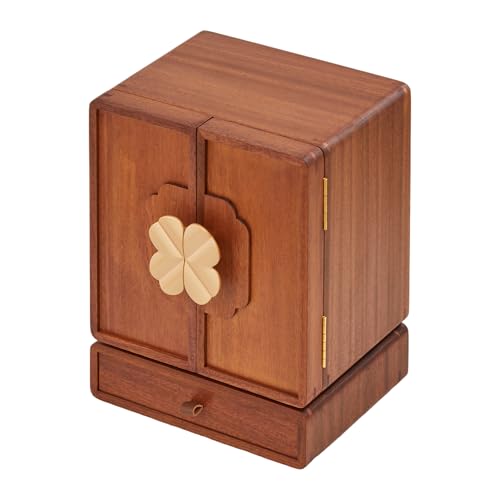 Jewelry Box for Women Wooden Jewelry Box Organizer With Drawers Jewelry Storage Organizer for Earring, Ring, Necklace, Bracelets - color: 4 Leaf Clover with Rotatable Drawer