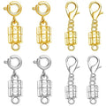 S925 Silver Magnetic Necklace Clasps, S925 Jewelry Making Connectors, Chain Extender Converters for Bracelets Necklace, 8 Pack (8pcs Golden Silvery A) - color: 8pcs golden silvery A