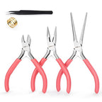 3 PCS Mini Pliers Set, Pink Jewelry Plier Kit with Needle Nose, Diagonal & Long Nose, Pink Tool Set for Women Jewelry Making, Repair and Crafts - size: 3 Pcs