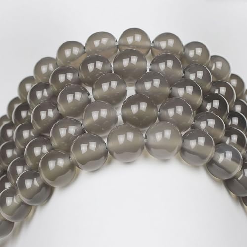 MJDCB 7A Natural Grey Agate Gemstone Round Stone Beads for Jewelry Making DIY Bracelet Necklace (8mm) - color: Gray Agate, size: 8mm