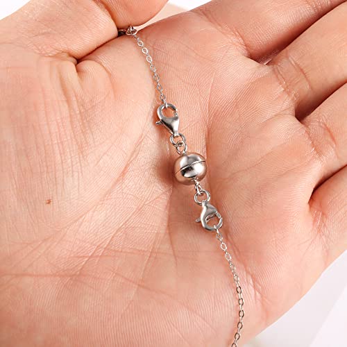 925 Sterling Silver Double Lobster Clasp Magnetic Necklace Jewelry Clasps and Closures Sterling Silver Double Bracelet Necklace Clasp - color: A-Silver