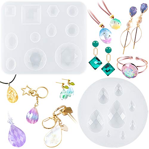 FUNSHOWCASE Cabochon Gemstone Silicone Mold for Resin Epoxy Jewelry Making, Cake Decoration, Cupcake Topper, Polymer Clay Craft - color: 18 Cavities 5 Designs