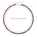 Crystal Choker Necklaces for Women,4mm Handmade Natural Stone Choker Beaded Necklace Healing Crystal Necklace Gemstone Bead Necklaces for Women - color: Amethyst