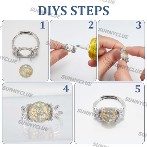 SUNNYCLUE 1 Box 4pcs Ring Blank Setting Blank Claw Ring Setting Adjustable Metal Brass Bowknot Bow Prong Finger Rings Base Components for Jewelry Making Kits Wedding Proposals Adult Supplies Gifts DIY