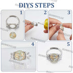 SUNNYCLUE 1 Box 4pcs Ring Blank Setting Blank Claw Ring Setting Adjustable Metal Brass Bowknot Bow Prong Finger Rings Base Components for Jewelry Making Kits Wedding Proposals Adult Supplies Gifts DIY