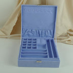 Jewelry Boxes 10 x 10 Inches 2-layer Handle Necklace Holder Organizer Jewellery Women Rings Storage Display Girls Earrings Case Lockable Jewelry Tray GY641 (Lavender) - color: Lavender