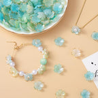 100pcs Cherry Blossom Beads, 5-Petal Gradient Acrylic Flower Beads, Mini Spacer Hair Accessories Halloween Christmas for Bracelets Earring Jewelry Making- Blue & Green - color: Blue & Green