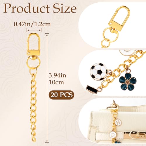 Hzopcw 20pcs Gold Keychain Making Kit, Key Ring Swivel Snap Hook Chains, Alloy Extender Keychain Bag Charm Kits for DIY Crafts Jewelry Making Handbag Purses- C Style - color: Gold-20pcs-C Style
