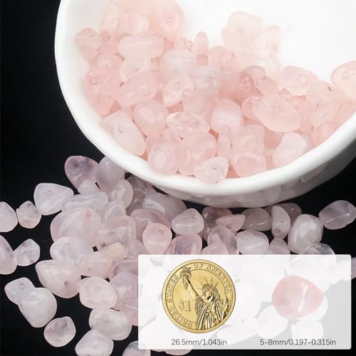 30in Rose Quartz Natural Chip Stone Beads 5-8mm About 230pcs, Irregular Drilled Light Pink Bead for Bracelets Jewelry Making Supplies for Adults, DIY Crafts. - color: Rose Quartz