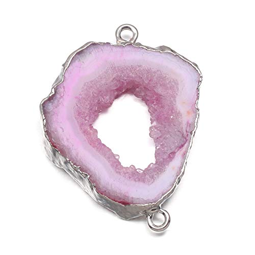Natural Agate Geode Crystal Druzy Connectors Pearl Links Jewelry Connectors Charms DIY for Necklace or Jewelry Making（3 pcs） - size: 20X40-30X60mm (Pack of 2)