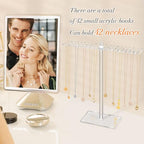 OAOLEER Acrylic Necklace Organizer， Clear Necklace Holder Stand， Jewelry Organizer Display Hanger Rack with Bilateral Hooks for Necklaces Pendant Bracelets Ring - size: Tall 11.6In