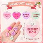 Augshy 64 Pcs Mother's Day Charms Resin Heart Charm Beads Love Mama Ornament Blessed Mom Pendant for DIY Bracelet Necklace Jewelry Making - style: Mother's Day Style