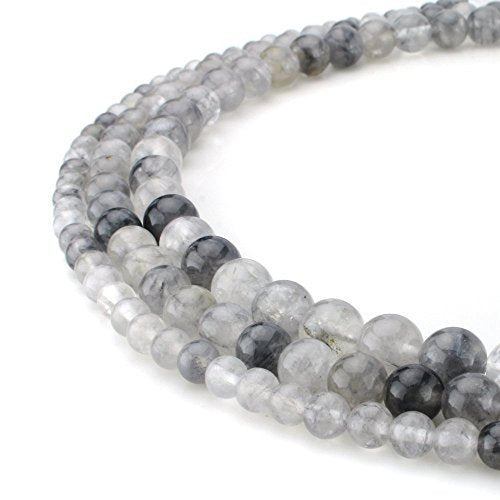RUBYCA Wholesale Natural Cloudy Quartz Gemstone Round Loose Beads for Jewelry Making 1 Strand - 4mm - color: Cloudy Quartz, size: 4 MM