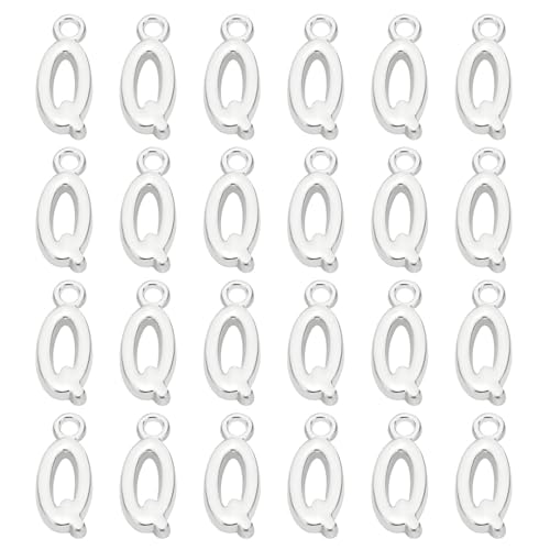 PATIKIL Letter Charm, 50pcs Alphabet Initial Pendant Charm Bulk DIY for Jewelry Making Bracelets Earrings Necklace - style: Q