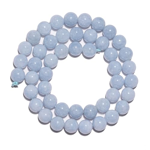 8mm Natural Aquamarine Gemstone Beads Polished Round Smooth Stone Beads for Bracelets Jewelry Making 15inch Loose Beads - color: Aquamarine, size: 8mm