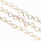 YOUBEIYEE 16.4 Feet Gold Plated Heart Chain Brass Handmade Embossed Link Chains Bulk on Spool with Open Jump Rings Lobster Clasps for Bracelet Necklace Jewelry Making - color: Gold Hollow Heart