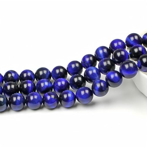 MJDCB Stone Beads 8mm 43pcs Round Sapphire Blue Tiger's Eye Loose Gemstone Bead Charms for Jewelry Making Bracelet Necklace Earring Pendant - color: Sapphire Blue Tiger's Eye, size: 8mm