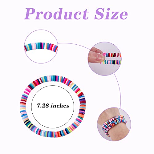 Ornaland Heishi Surfer Bracelets Set Polymer Clay Heishi Beads Stretch Bracelets Multi-Layer Stackable Friendship Bracelets Bohemia Summer Beach Jewelry for Women - color: Colorful-2