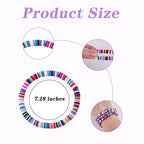 Ornaland Heishi Surfer Bracelets Set Polymer Clay Heishi Beads Stretch Bracelets Multi-Layer Stackable Friendship Bracelets Bohemia Summer Beach Jewelry for Women - color: Colorful-2