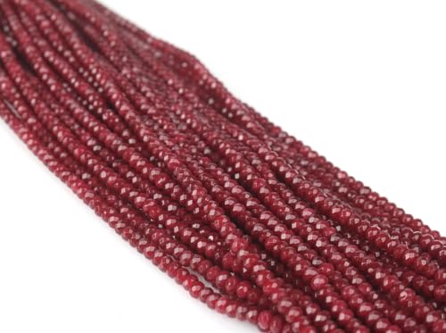 Perlin Agate & Jasper Gemstone Strand Beads 4 mm Rondelle 110 Pieces Jewellery Beads Semi-Precious Stone for Jewellery Necklace Bracelet Earrings (Garnet) - color: granite
