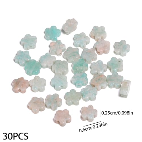 Songxi 60pcs 6mm Amazonite Plum Blossom Natural Stone Beads for Jewelry Making, Smooth Loose Flower Shape Gemstone Beads for Bracelets Necklace Earrings Making Supplies ﻿ - color: Amazonite