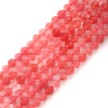 6mm Faceted Natural Watermelon Red Stone Beads Coin Disc Gemstone Spacer Beads for Jewelry Making DIY Bracelet Necklace - color: Watermelon Red
