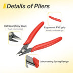 HARFINGTON 5" Flush Cut Pliers Small Precision Wire Cutter Side Cutter Diagonal Cutting Pliers for Jewelry Model Electronic 3D Print, Red - color: Red